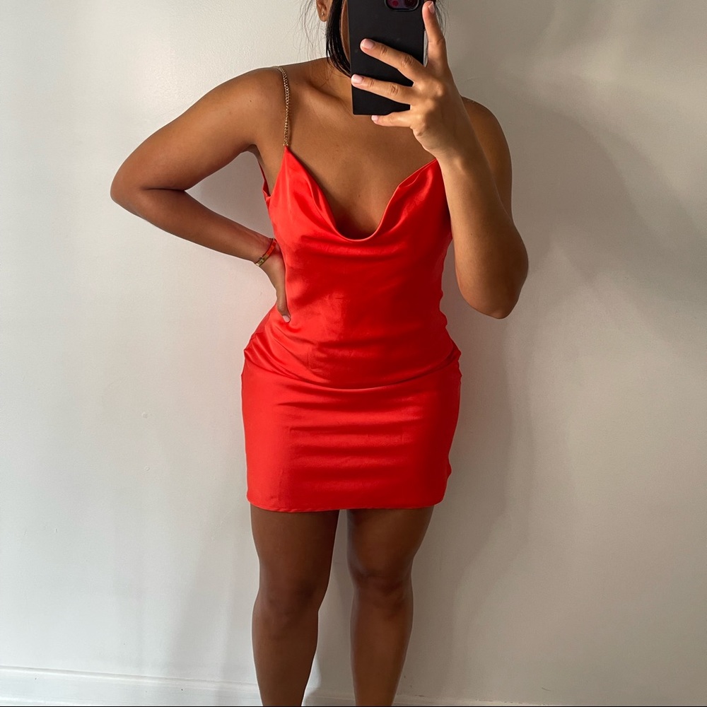 MARCIANO ORANGE MINI SLIP DRES XMSALL